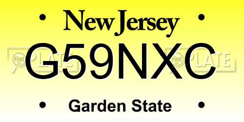 G59NXC New Jersey License Plate