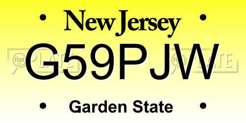 G59PJW New Jersey License Plate