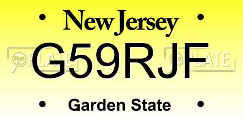 G59RJF New Jersey License Plate