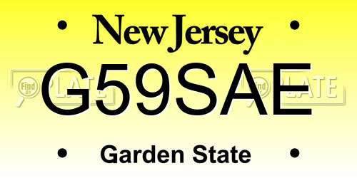 G59SAE New Jersey License Plate