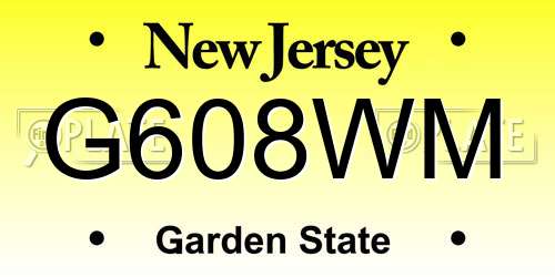 G608WM New Jersey License Plate