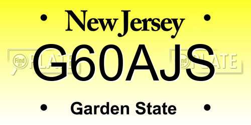 G60AJS New Jersey License Plate