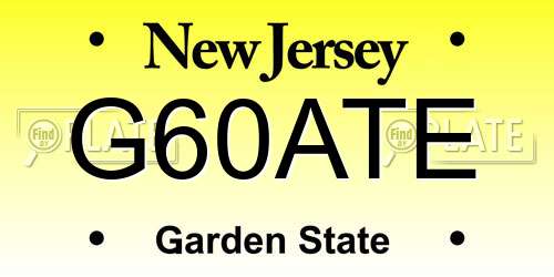 G60ATE New Jersey License Plate