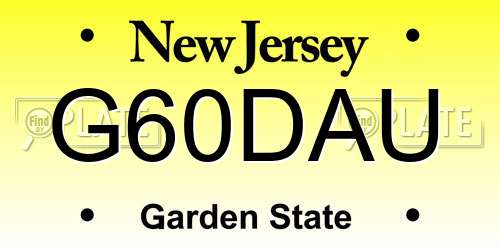 G60DAU New Jersey License Plate