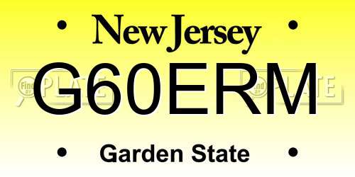 G60ERM New Jersey License Plate