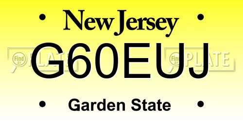 G60EUJ New Jersey License Plate