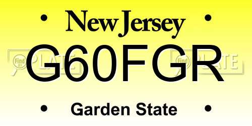 G60FGR New Jersey License Plate