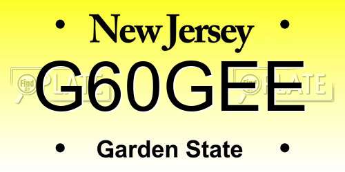 G60GEE New Jersey License Plate