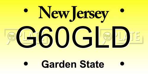 G60GLD New Jersey License Plate
