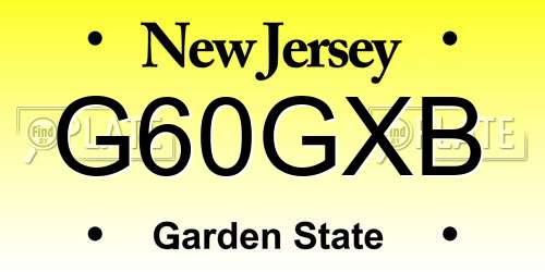 G60GXB New Jersey License Plate