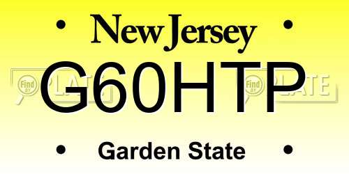 G60HTP New Jersey License Plate