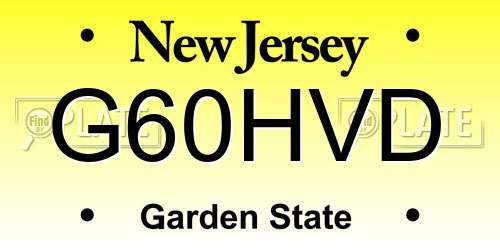 G60HVD New Jersey License Plate