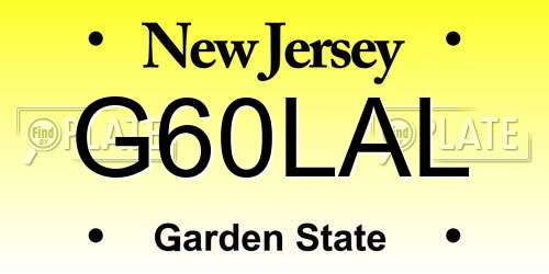 G60LAL New Jersey License Plate