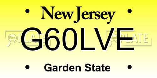 G60LVE New Jersey License Plate