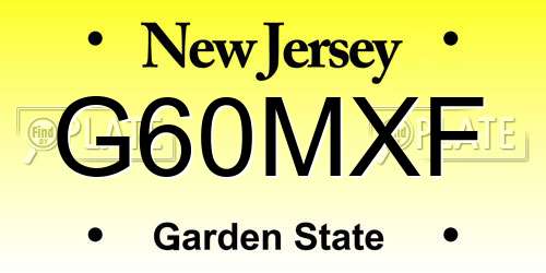 G60MXF New Jersey License Plate