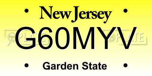 G60MYV New Jersey License Plate