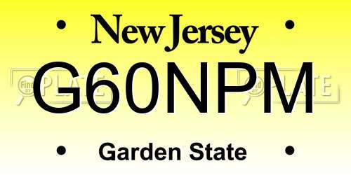 G60NPM New Jersey License Plate
