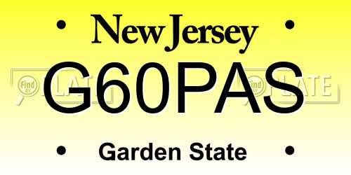 G60PAS New Jersey License Plate