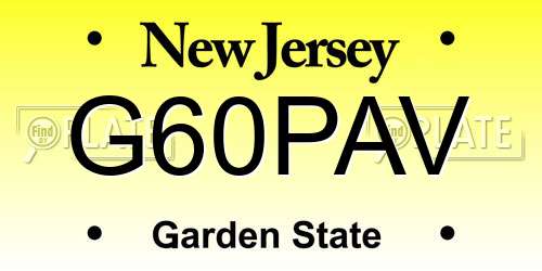 G60PAV New Jersey License Plate