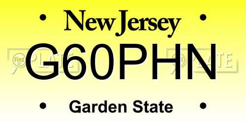 G60PHN New Jersey License Plate