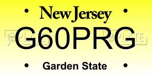 G60PRG New Jersey License Plate