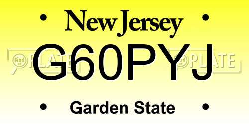 G60PYJ New Jersey License Plate