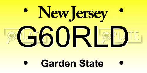 G60RLD New Jersey License Plate