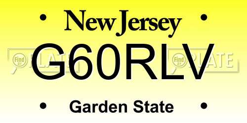 G60RLV New Jersey License Plate