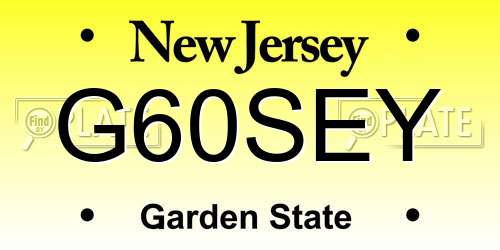 G60SEY New Jersey License Plate