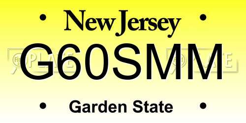 G60SMM New Jersey License Plate