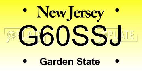G60SSJ New Jersey License Plate