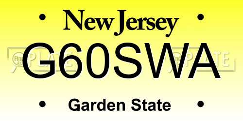 G60SWA New Jersey License Plate