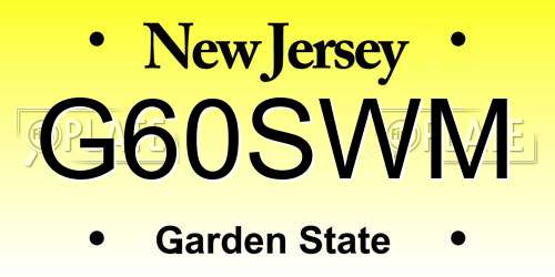 G60SWM New Jersey License Plate