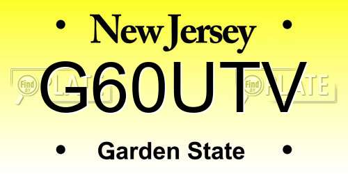 G60UTV New Jersey License Plate