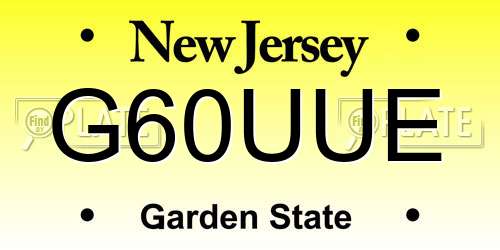 G60UUE New Jersey License Plate