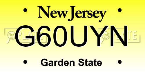 G60UYN New Jersey License Plate