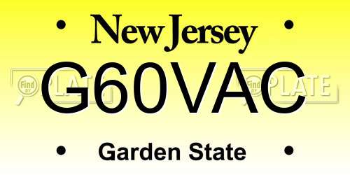 G60VAC New Jersey License Plate