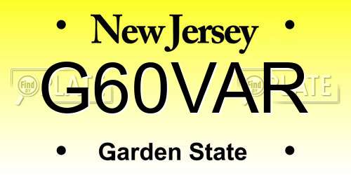 G60VAR New Jersey License Plate