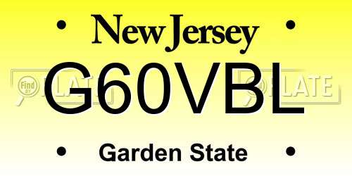 G60VBL New Jersey License Plate