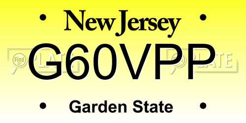 G60VPP New Jersey License Plate