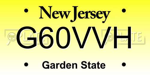 G60VVH New Jersey License Plate