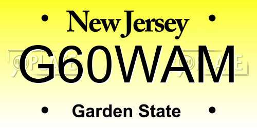 G60WAM New Jersey License Plate