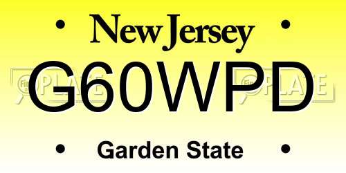 G60WPD New Jersey License Plate