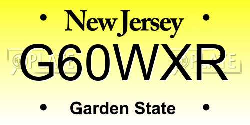 G60WXR New Jersey License Plate