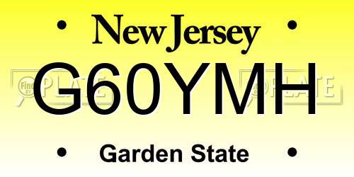 G60YMH New Jersey License Plate