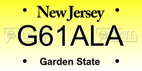 G61ALA New Jersey License Plate