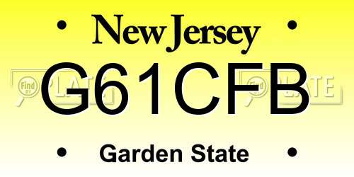 G61CFB New Jersey License Plate
