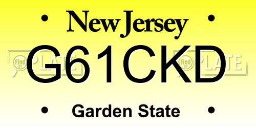 G61CKD New Jersey License Plate