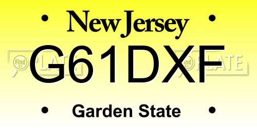 G61DXF New Jersey License Plate
