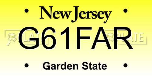 G61FAR New Jersey License Plate